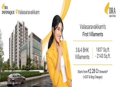 3, 4 BHK Apartment for sale in Valasaravakkam